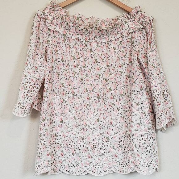 Casting Floral Off The Shoulder Top Blouse Cottagecore Prairie Women's 8 - Picture 1 of 8